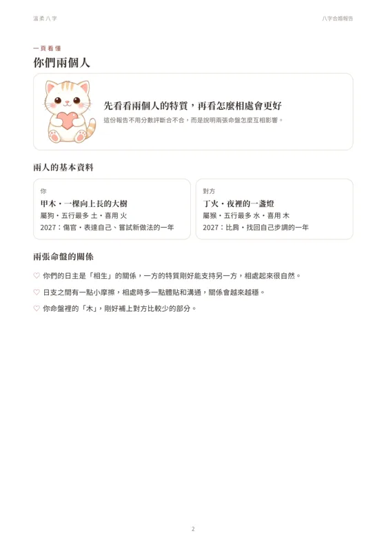 一頁看懂：兩人的基本資料與命盤關係
